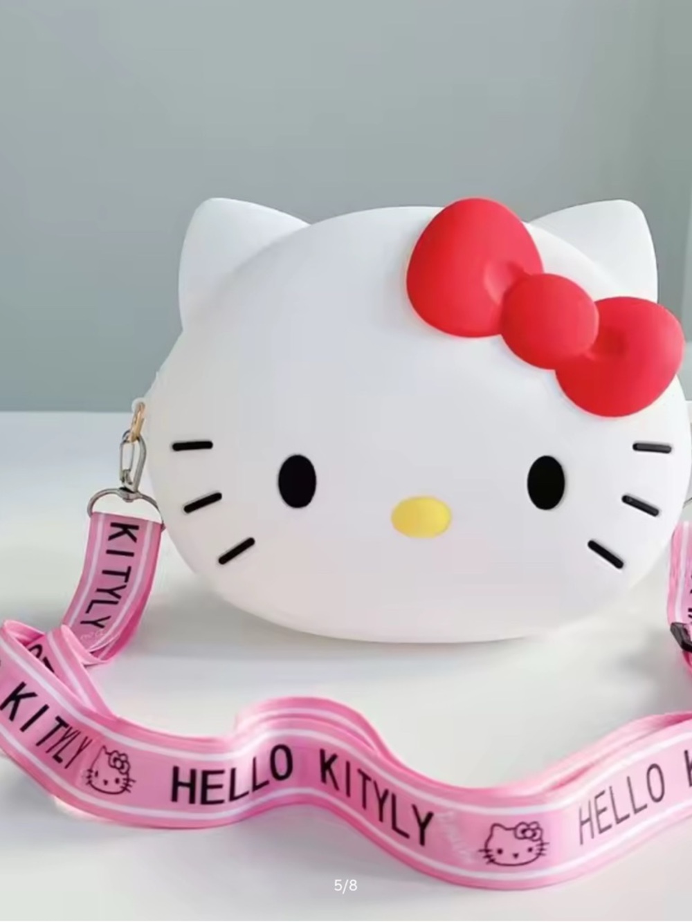 Hello Kitty White Bag with Red Bow and Pink Strap